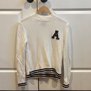 Abercrombie & Fitch White Sweater with Black Letter Detail
